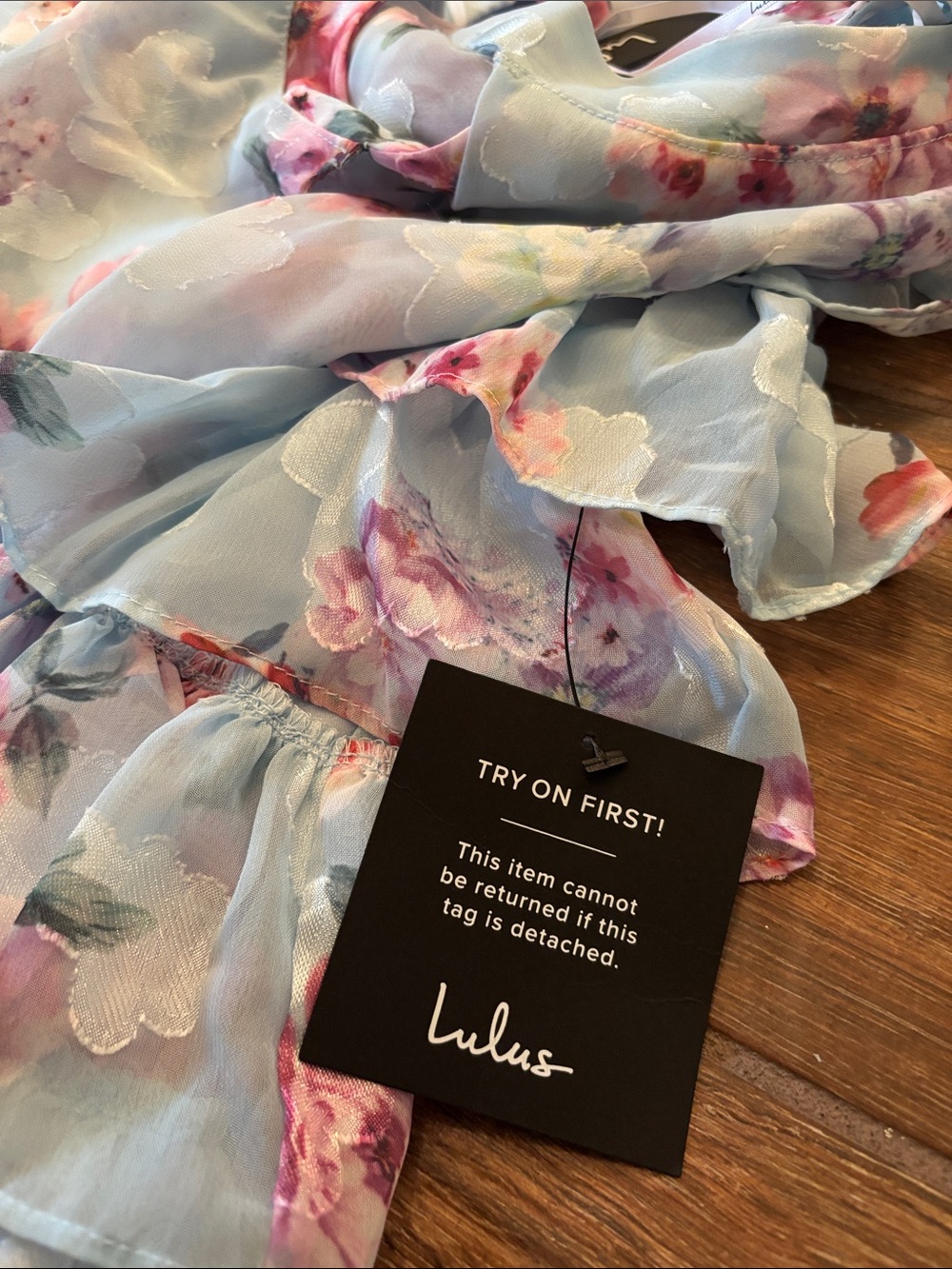 NWT Lulus Trending Adorable Light Blue Floral Tiered Halter Mini Dress - Picture 4 of 7